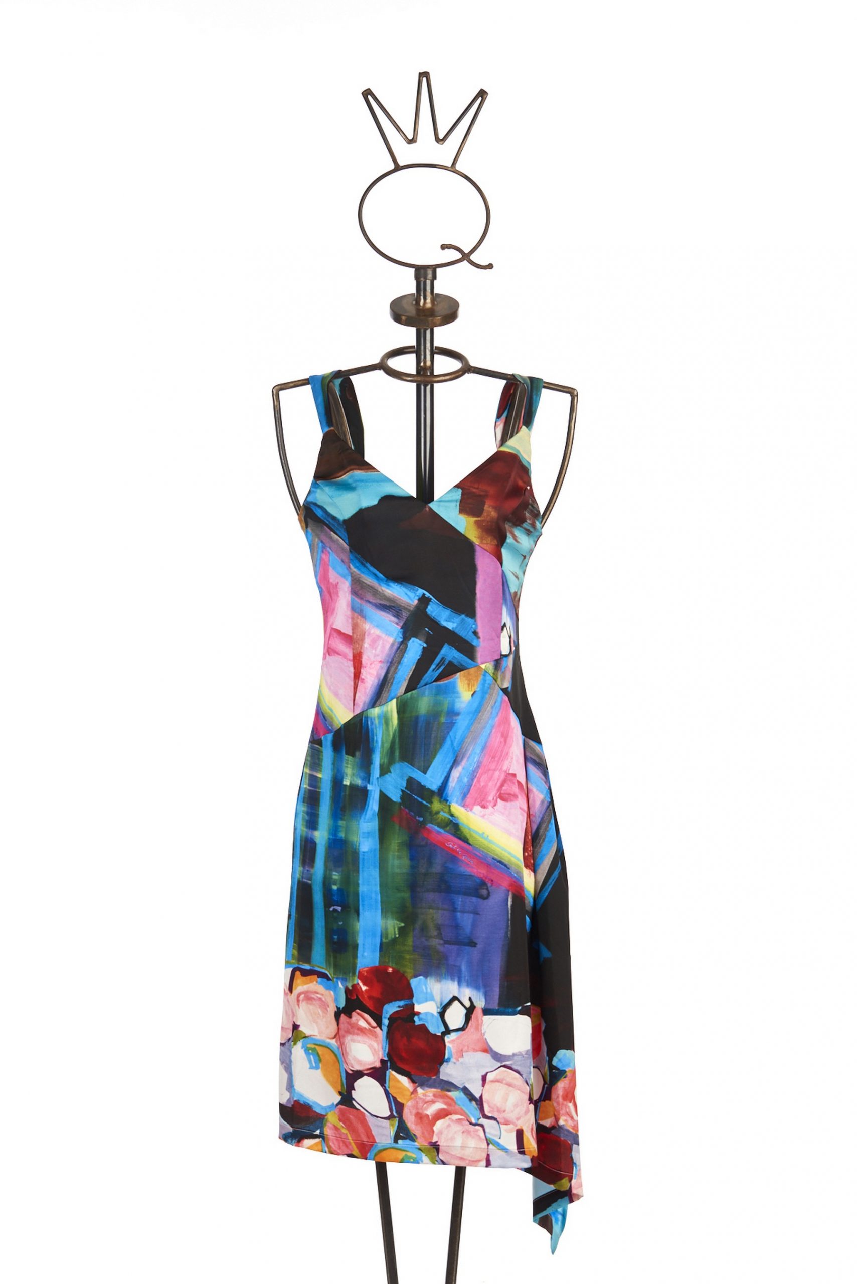 vestido raso estampado