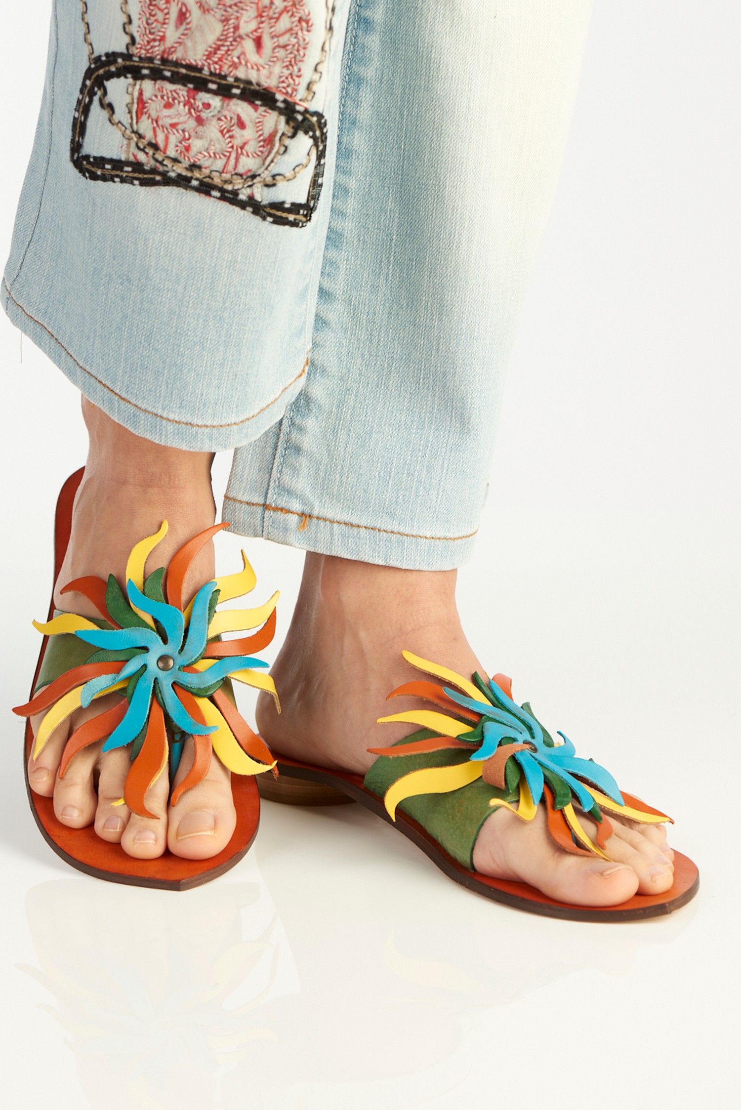multicolor sandals flat