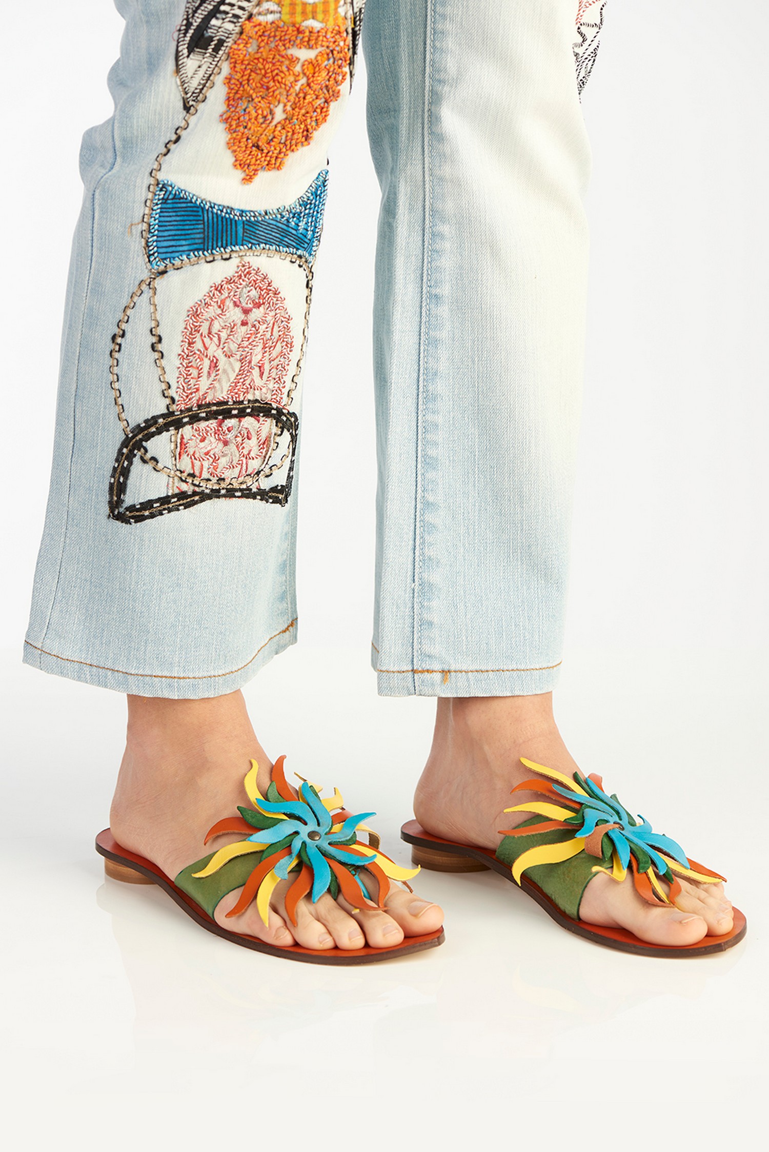 multicolor sandals flat
