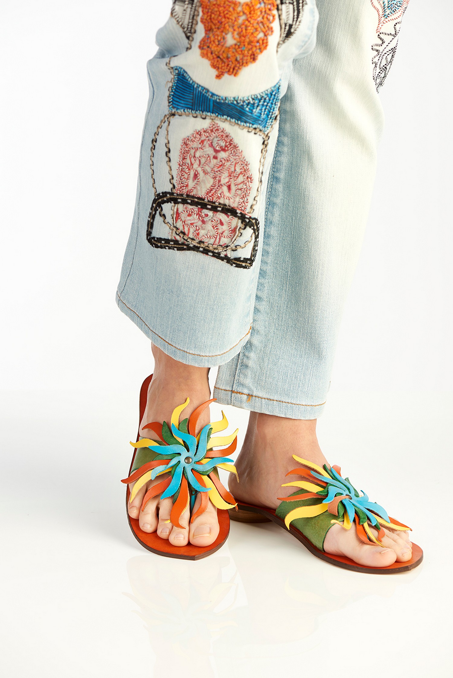 multicolor sandals flat