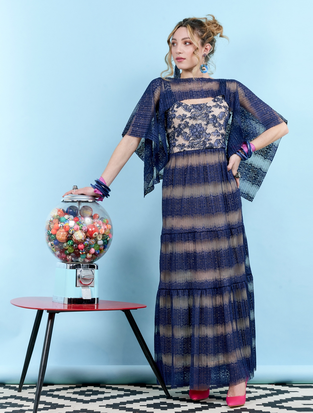 Abito sales pizzo blu