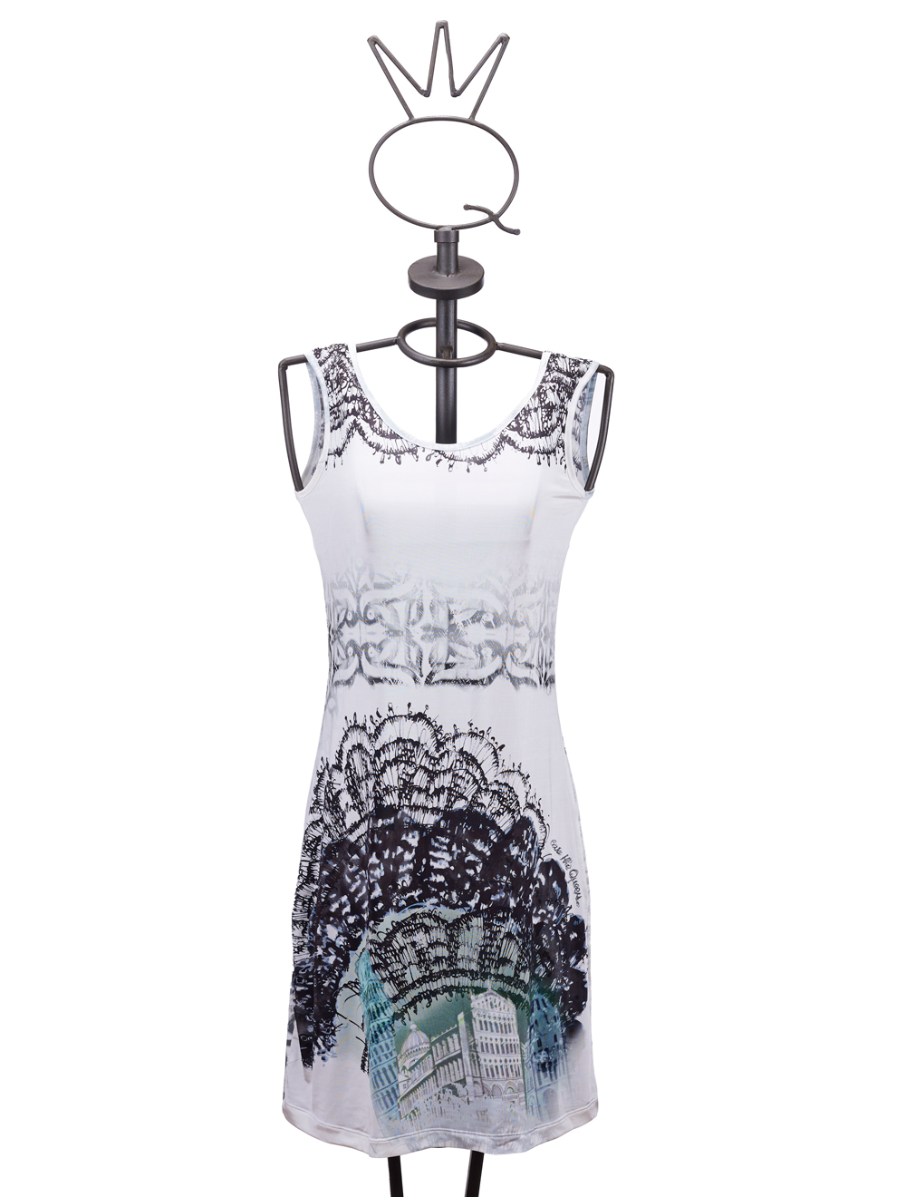 Short jersey dress with “Roma” print. - Save The Queen!