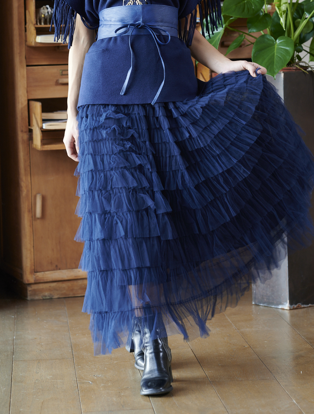 Gonna lunga a balze in tulle blu - Save The Queen!