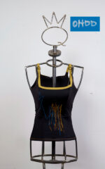 Black stretch tank top with square neckline