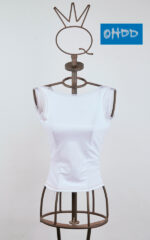 Top blanc stretch avec col bénitier