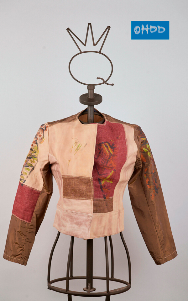 04SOH5213_A Printed leather and linen patchwork jacket - Image 1