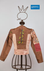 Printed leather and linen patchwork jacket - Image 2