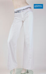 Pantalone bianco stretch con cinturino stampato