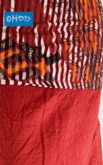 Gonna lunga rossa con spacchi e fascia a righe stampata - immagine 3