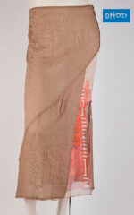 Gonna lunga tortora in cotone con stampa