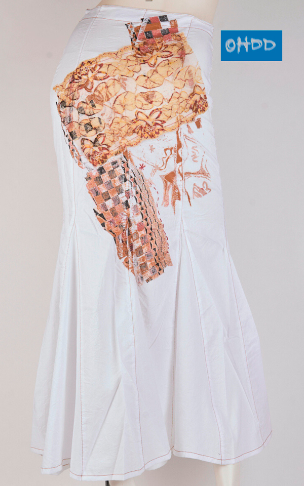 04SOH5236_B Gonna lunga bianca con stampa - immagine 1