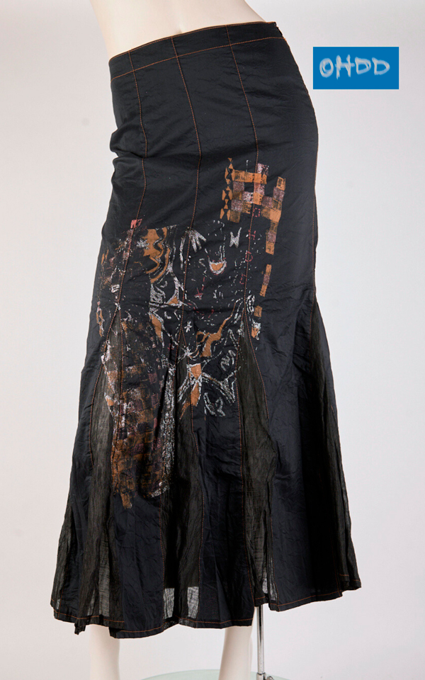 04SOH5238_A Gonna lunga nera con stampa - immagine 1