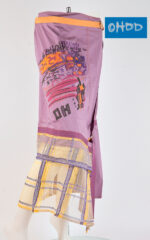 Gonna viola a portafoglio in cotone con applicazioni e stampa