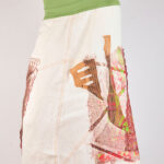 White linen skirt with appliqués and print