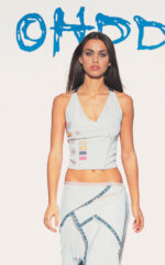 White stretch fabric top with print - Image 5