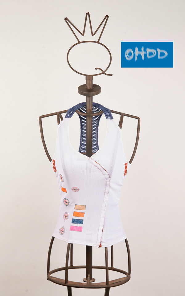 05SOH5400_B White stretch fabric top with print - Image 1