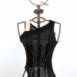 Black hemp top with embroidery