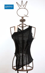 Black hemp top with embroidery