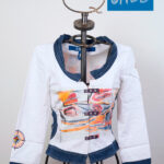 Printed white cotton jacket