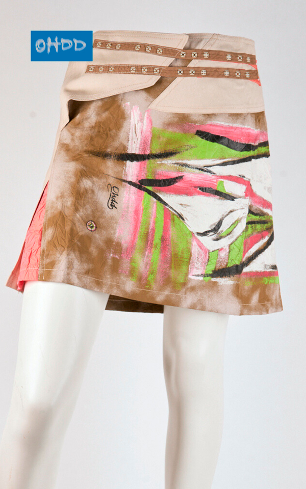 05SOH5436_A Gonna corta in cotone beige - immagine 1