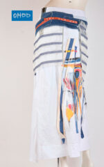 Gonna lunga bianca in cotone stretch con stampa - immagine 2