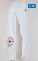 White stretch cotton pants with print - Image 2