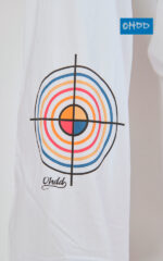 White stretch cotton pants with print - Image 3