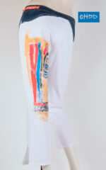 White cotton trousers with print - Image 2
