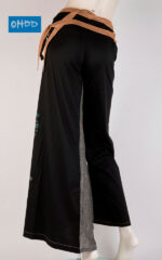 Black cotton blend trousers with print - Image 2
