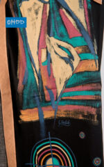 Black cotton blend trousers with print - Image 3