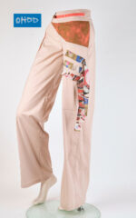 Pantalone lungo beige in cotone stretch