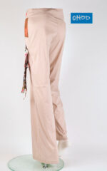 Pantalone lungo beige in cotone stretch - immagine 2