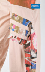 Pantalone lungo beige in cotone stretch - immagine 3