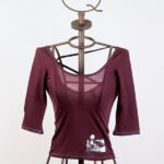 T-shirt prune en coton stretch avec imprimé