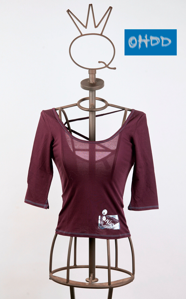 06SOH5637_B T-shirt prugna in cotone stretch con stampa - immagine 1