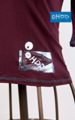 T-shirt prugna in cotone stretch con stampa - immagine 3