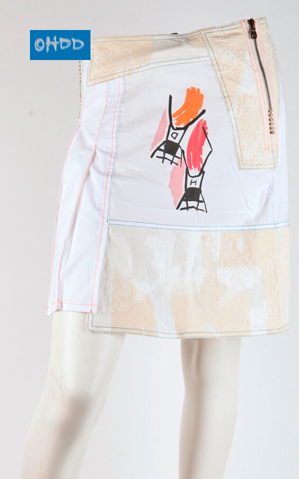 06SOH5645_A White stretch cotton mini skirt with print - Image 1