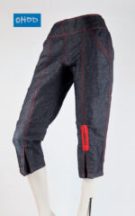 Blue linen-blend denim-effect capri pants