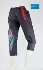 Blue linen-blend denim-effect capri pants - Image 2