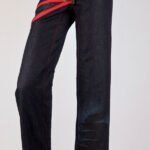 Blue linen blend denim-effect trousers