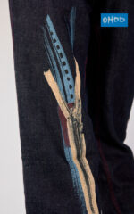 Blue linen blend denim-effect trousers - Image 3