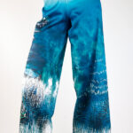 Pantalone palazzo in cotone stretch con stampa