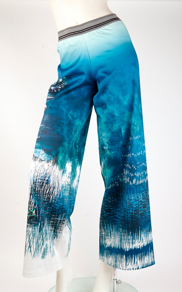 25SSQ5802_a Pantalone palazzo in cotone stretch con stampa - immagine 1