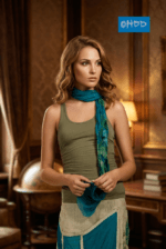 Silk crepon scarf with rolled hem and print