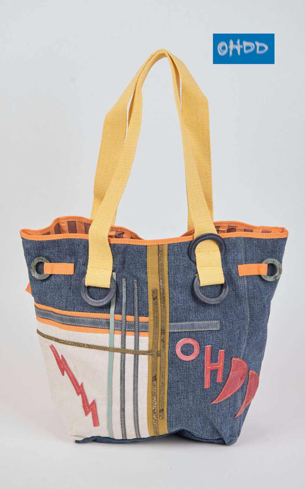 04SOH5247_A Denim bag with leather appliqués - Image 1