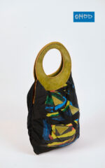 Cotton handbag with genuine leather ring handles - Image 3