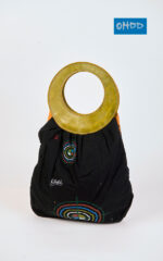 Cotton handbag with genuine leather ring handles - Image 2