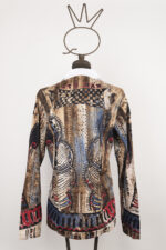 Blouse uomo collo Robespierre in cotone e lino con stampa tribale - immagine 2