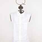 Camicia bianca da uomo senza maniche in lino con ricamo