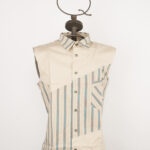 Camicia beige da uomo senza maniche in cotone elasticizzato